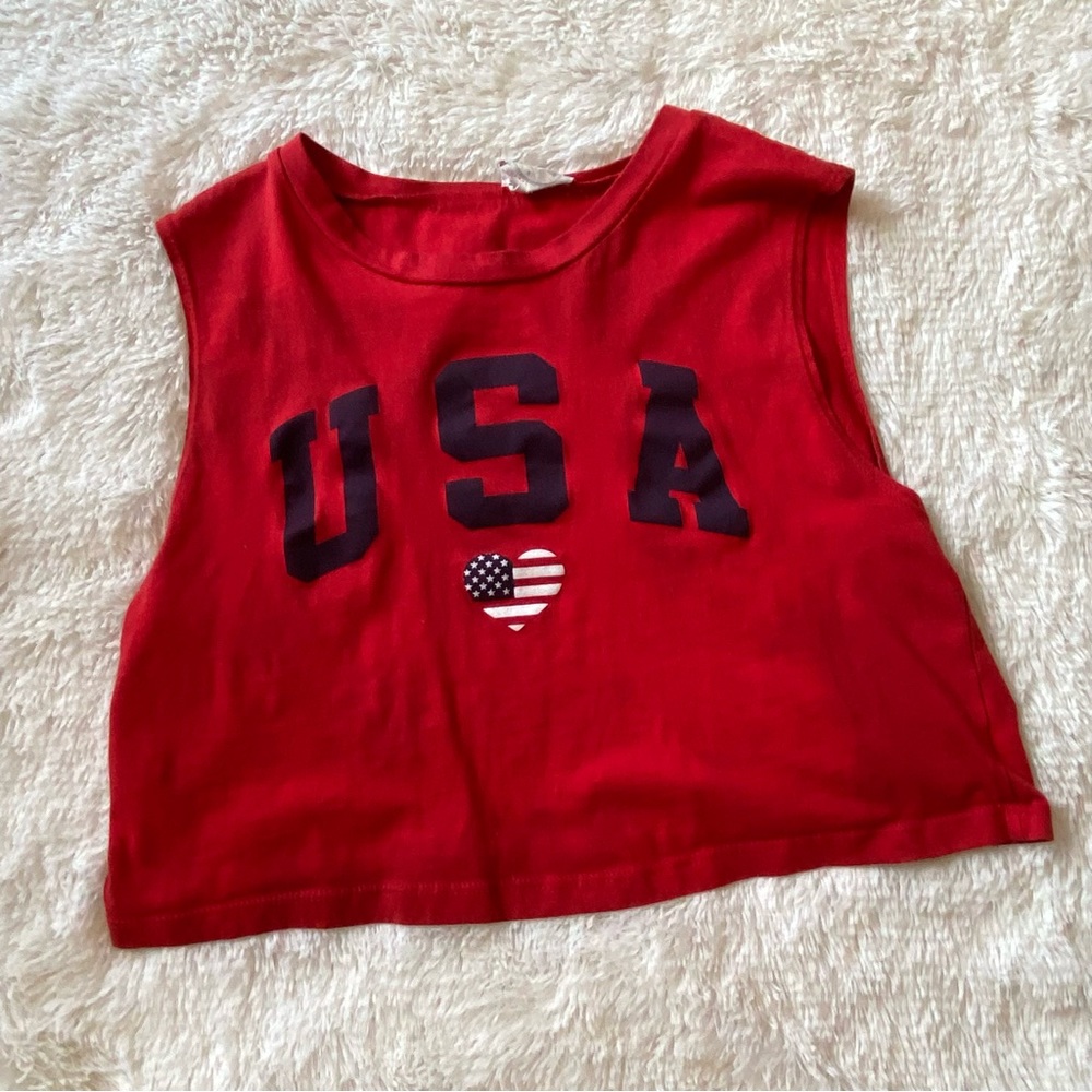 USA cropped sleeveless tee M